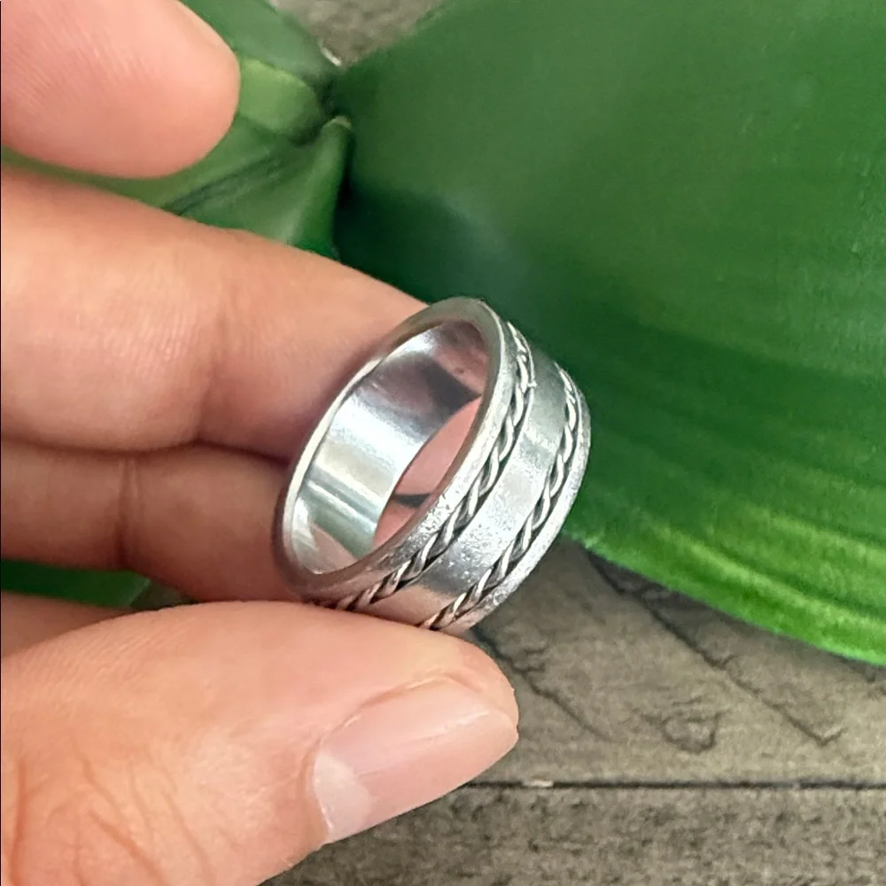 Stainless Steel with Double Rope Design Band Ring